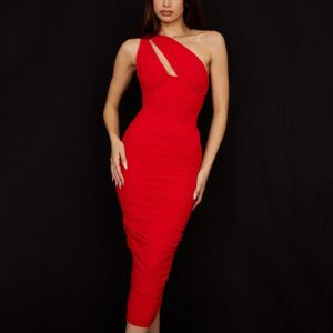 red mesh dress