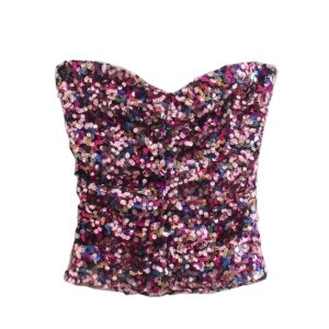 Women's Sequins Strapless Crop-top